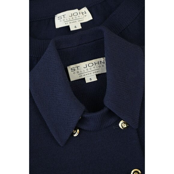St. John Collection 2Pc Long Navy Double-Breasted Jacket & Skirt Suit sz 6/4 - Picture 13 of 13